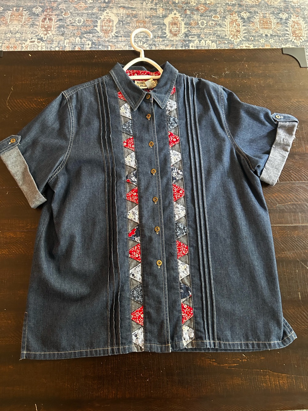Vintage Koret City Blues women's patchwork bandana denim button-up shirt. - Picture 11 of 11
